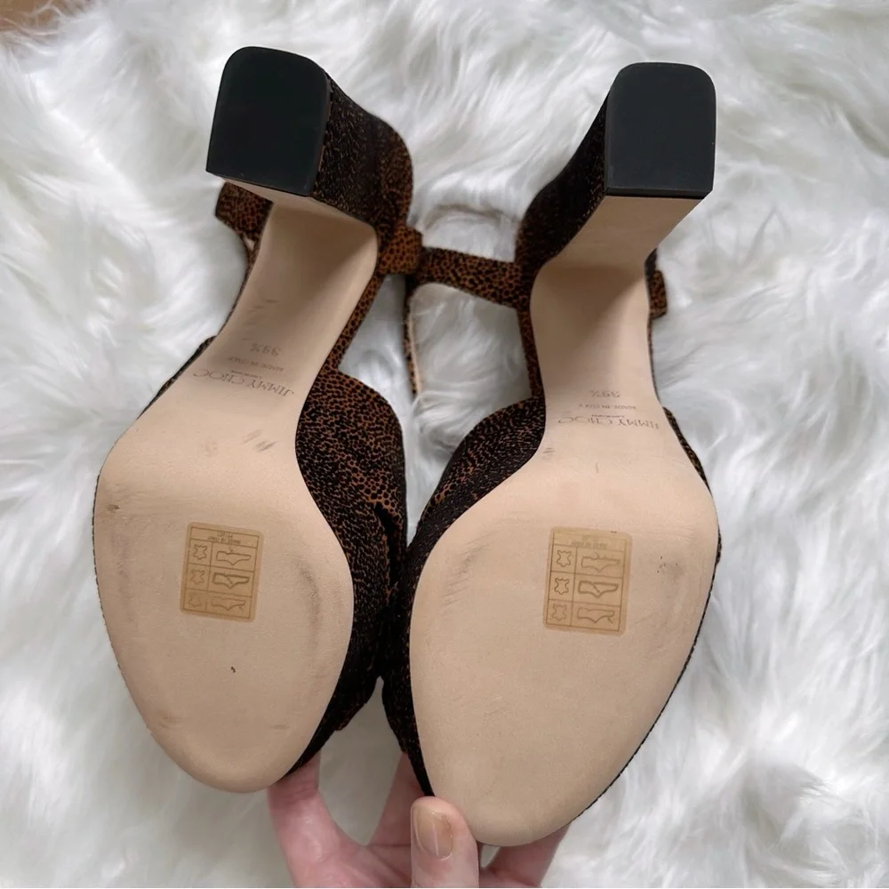 Jimmy Choo Heloise Polka Dot Cheetah Print Platform Sandals - Picture 5 of 6